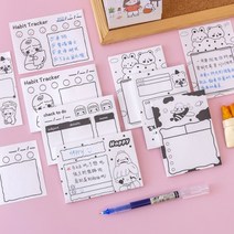 앤썸 데일리 흑백 플래닝 페이퍼 점착 메모패드 50매 다꾸 AS002, 체크