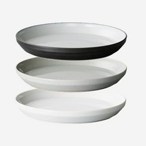 킨토 림 플레이트 - 205mm 도자기 접시 3색상, 그레이