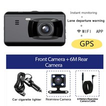 5채널블랙박스 4채널 3채널 화물차 룸미러 패달 블랙박스 차량용 DVR 대시 캠 와이파이 3.0 풀 HD 1080P 후방 카메라 미러 비디오 레코더 블랙 박스 자동 주차 모니터 G, [06] Rear Lens WiFi GPS, [01] 64G TF Card