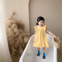 *미언지유네* 여아용 키즈 유아동 귀여운 옐로우 원피스