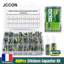 슈퍼캐패시터 카파시터 커패시터 jccon 460 pcs 24values ​​알루미늄 전해 구색 키트 1uf 10uf 22uf 47uf 100uf 220uf 470uf 680uf, 상자에 있는 460pcs