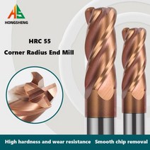 HRC55 코너 반경 엔드 밀 텅스텐 카바이드 스틸 CNC 밀링 커터 도구 4 플루트 커터 Deg R02 R05 R1 금속 라우터, 8R1.5X20X60L