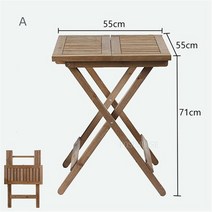 원목카페테라스테이블 조립식테이블 발코니 레저 커피 테이블 의자 세트 단단한 나무 접이식 작은 원형 야, 01 table A