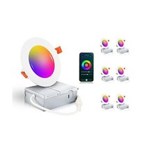 CLOUDY BAY 6팩 CLOWYBAY 4inch 스마트 와이파이 LED 오목 조명 RGBCW 색변환 알렉사 구글 홈 어시스턴트 호환 허브 필요 없음 10W 2700K6500KC, 4 Inch | White_Rgbcw