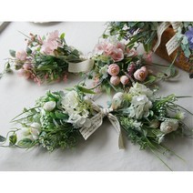 아기 장미 꽃송이 조화 포인트 벽 장식 홈카페, 아이보리