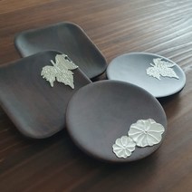 흑단(주석)차탁 잔받침, 원형낙엽주석차탁, 1개