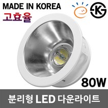 대도 8인치 LED 다운라이트 80W 분리형 고효율 매입등 압출형 뒷부분 컨버터 분리 교회 체육관 고천장 LED매입등 LED다운라이트 고효율매입등 분리형LED다운라이트 조명 국산, 주광색