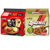 봉지)팔도틈새라면빨계떡 5개 + 봉지)농심짜파게티 5개, 2세트