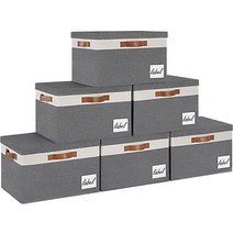 GhvyenntteS 패브릭 통 3개의 손잡이가 있는 선반용 대형 보관 바구니.. 정품보장, Large-6 Pack, Grey 6 Pack