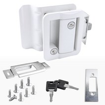 흰색 Motorhome 항목 도어 잠금 손잡이 Deadbolt 캠핑 여행 트레일러 래치 키 키트 내부 래치 RV 부품, 한개옵션0