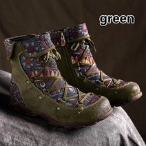 여성용 레트로 보헤미안 스타일 발목 지퍼 짧은 부츠 캐주얼 신발 겨울 여성 2020