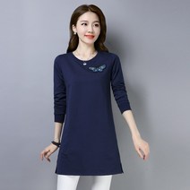 채윤러브 chaeyoon love 여성 라운드넥 긴팔 롱 티셔츠