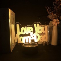 3d 환상 램프 i love you dadamp mom night light 7 색 변경 터치 원격 led 테이블 램프 생일 크리스마스 선물 부모를위한, 리모컨이 있는 16가지 색상