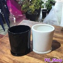 보드미 유광 도기화분 타원형 15x10x19cm, 화이트 유광