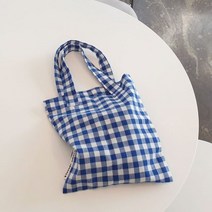 텐바이텐 미니 토트 에코백 코발트블루체크