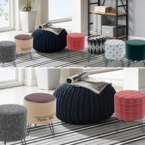 리빙스케치 유니크 철제 스툴 화장대 의자, 01.5096A 블랙화이트