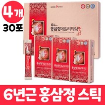 홍삼정 6년근 홍삼스틱 홍삼포 데일리타임 고려홍삼 고려 홍삼 정 선물용 쇼핑백포함 어르신 남자 여자, 4개, 30포
