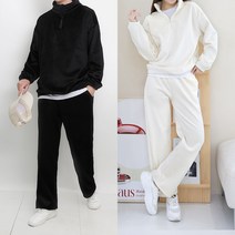 코디제이 남자 트레이닝세트 기모반집업와이드세트 남여공용 겨울트레이닝세트 기모후드 데일리룩 와이드팬츠