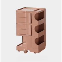 스낵카 카트 선반 회전 이동식 ins 인플루언서 화장품 수납장 침대 머리장, 조립하다._핑크 트리플+핑크 롤러