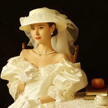 웨딩 개화기 경성 모자 프랑스 사진 스튜디오 웨딩 사진 메쉬 탑 모자 신부 웨딩 스타일링 메이크업 아티스트 샘플 머리 장식 헤어 액세서리