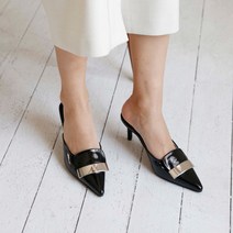 7cm 스틸레토 뮬 슬리퍼힐 실버장식 블로퍼 세련된