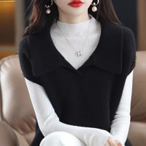 가을과 겨울 여성 골프 의류 여성 골프 자켓 니트 양복 조끼 여성 가을 및 겨울 새로운 한국 버전의 단색 느슨한 민소매 스웨터 풀오버 양복 조끼