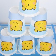 블루 곰돌이 생일파티 종이컵 6p 야외용품 일회용커피컵 모임 집들이 주스