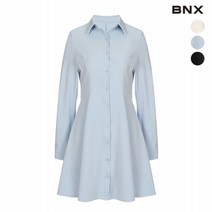 BNX 여성 스트랩 셔츠 플레어 미니 원피스