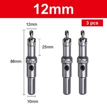 철판 니블러 금속 절단기 전동 커터 16-80mm TCT 구멍 톱 텅스텐 카바이드 드릴 비트 코발트 스테인레스 스틸 플레이트 철 드릴링 커팅 105005, 12mm-3pcs, 12mm-3pcs