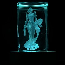 발로란트 3D 크리스탈 피규어 + 16색상 LED 무드등, 1개(바이퍼)