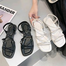 [빠른배송/편안함] 해외 여행 필수품 스퀘어토 스트랩 뒷밴딩 샌들 슬리퍼 1.5cm (블랙 화이트)/1029