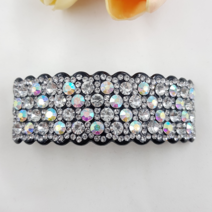 왕 큐빅 반묶음 꽃 헤어 집게 자동핀