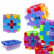 꼬마사각블럭 200pcs 보관함포함 유아학습용품 블럭 쌓기 퍼즐 블럭쌓기, 1