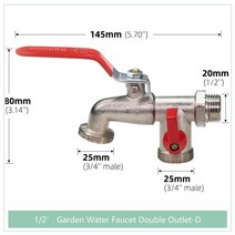 게이트 볼 밸브 가든 도구 황동 물 수도꼭지 2 외부 내부 사용 켜기/끄기 레버 핸들 급수 공급 탭 볼 밸브, 04 01-D_01 기타