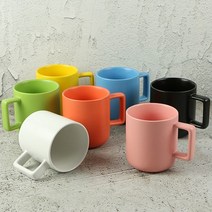 카페 무광 스퀘어 머그컵 300ml 홈카페 커피잔 파스텔, 레드