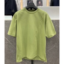 리버클래시 23S/S 그린 옆선 언발란스 슬릿 세미오버핏 반팔 티셔츠 (LJS41187)