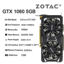 ZOTAC GeForce GTX 1060 3G 5G 6G 8008MHz PCI-E 3.0x16 GDDR5 160-92bit NVIDIA 비디오 카드 GPU 지원 데, 01 ZOTAC 1060 5G