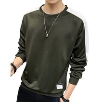 [엠프티오] 크루넥 컷소우 스트리트계 긴소매 트레이너 맨즈 원목 페이크 레이어드 풀오버 겹침 착풍 세련된 옷 탑스 스웨트 리브 소매 힙합 오빠계 스웨트 셔츠 아웃도어 전환 u넥 스포츠계 오버사이즈(XL) 그린