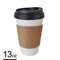 커피바바 13온스 종이컵+홀더+컵뚜껑 세트, 100세트, 13온스 무지종이컵+무지홀더+머그리드 롱개폐블랙