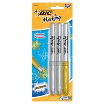 BIC Marking Metallic Permanent Markers 3ct - 2 Silvers 1 Gold