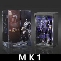 아이언맨 피규어 ZD LED 라이트 MK43 7 인치 영화 액션 마크 슈트 업 갠트리 토니 스타크 차고 모델 포함 장난감 집들이 파티 생일 선물, Garage MK1