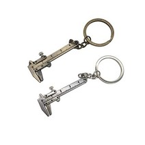 골드/실버 40mm 패션 미니 버니어 캘리퍼 키체인 열쇠고리 합금 3D 움직일 수 있는 정밀 미니어처 포켓 2개