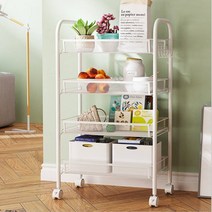 철망다용도랙 철제선반 다용도실선반 수납선반장 이동식 수납 다용도랙 서랍장 다용도함, 3단, 베이지