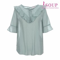 [숲] 깅엄체크 프릴 블라우스(SV5SS30)