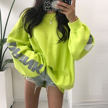 아담블링 / 쭈리에너지 형광네온 백프린팅 오버핏 맨투맨