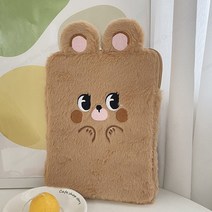 귀요미 털이 보송보송한 노트북 아이패드 파우치 11인치, 갈색