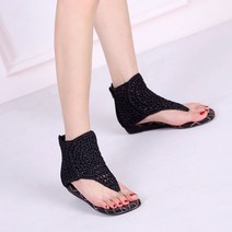 Baixing 가죽 웨지 스트랩 샌들 하이탑 로마 비치 슈즈 조리