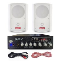 매장용앰프 REX-202 2채널 미니앰프 블루투스 앰프 DS-520 5인치 스피커 세트 화이트(2개)