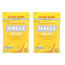 Halls 호올스 무설탕 기침캔디 사탕 허니레몬맛 180알 2팩, 1개