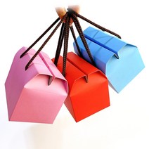 끈달린 선물상자 / 포장박스 머그컵상자 타올상자 떡상자 손잡이 끈상자 쿠키 마카롱 어린이집 답례품, 01. 끈 달린 칼라상자 (레드)